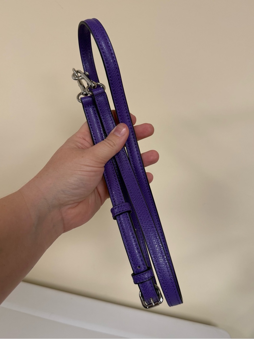 Coach Purple Crossgrain Leather Replacement Crossbody Bag Strap Silver Hardware